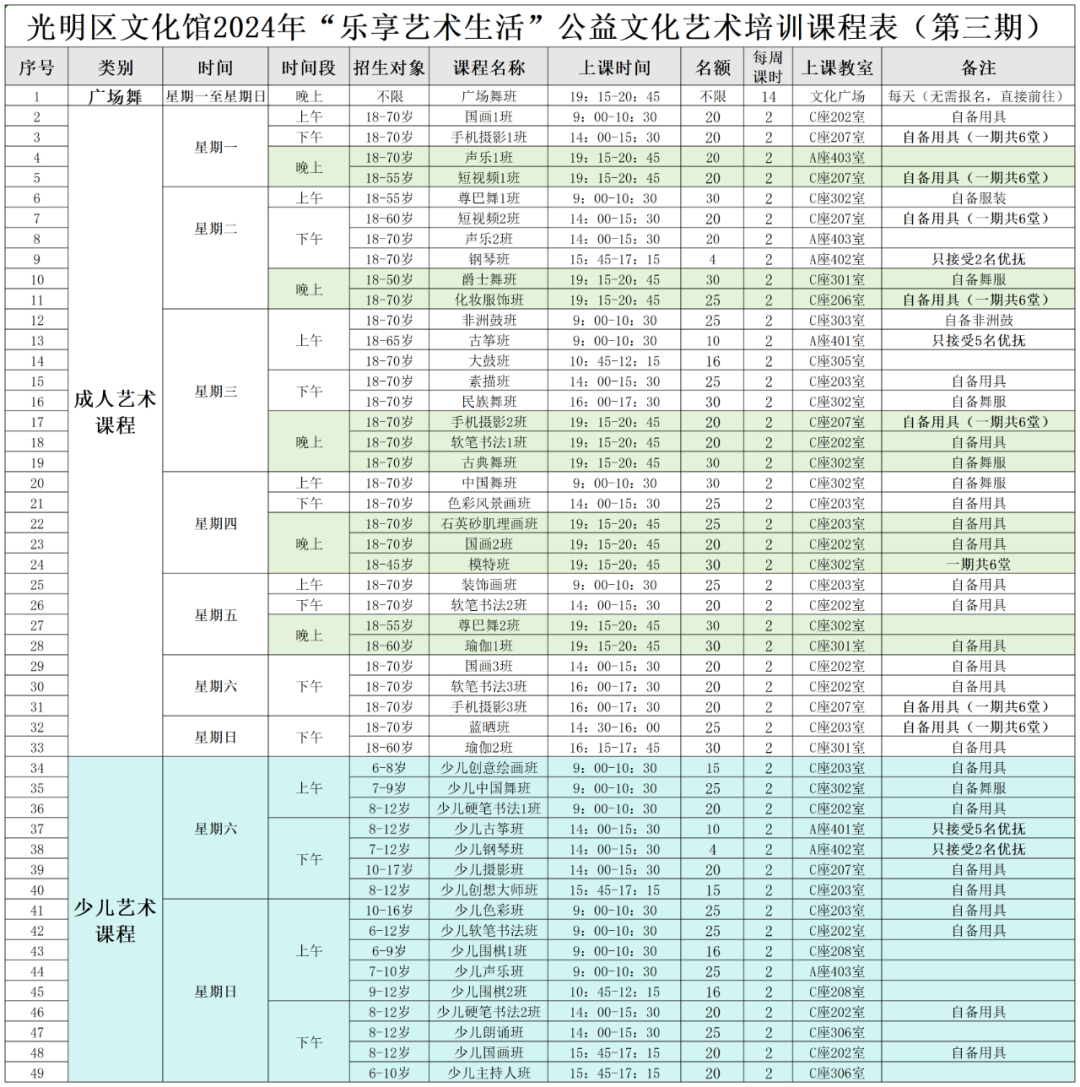 “乐享艺术生活”公益文化艺术培训第三期招生啦！